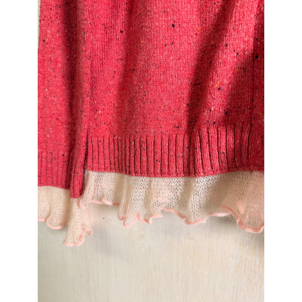 Northern Isles Cardigan Women Large Excellent Ruffle Mohair Trim Holiday 2005 - Picture 3 of 10